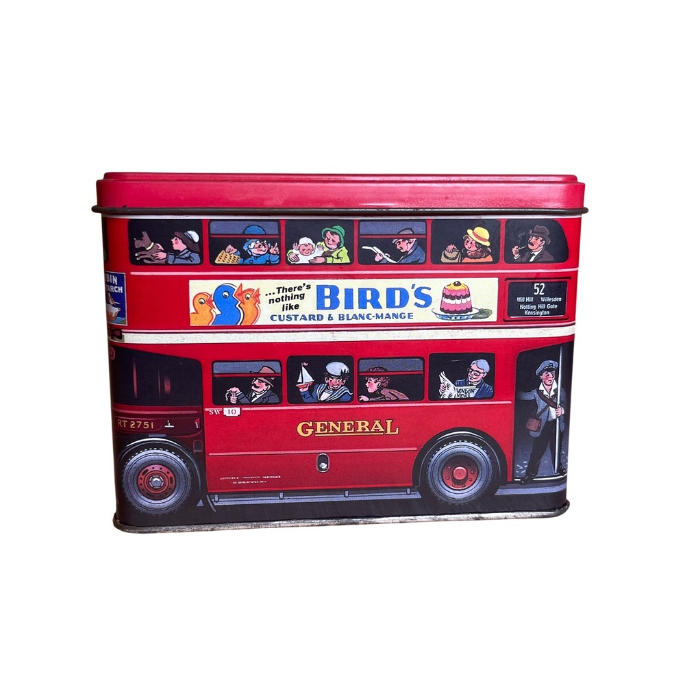 Vintage 1993 Silver Crane London Bus Tin General No 52 Willesden Made in England